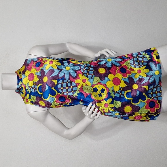 Forum Colorful Velvet Hippie Floral Colorful Retro Y2K Go-Go Mini Dress Size O/S - Picture 1 of 12